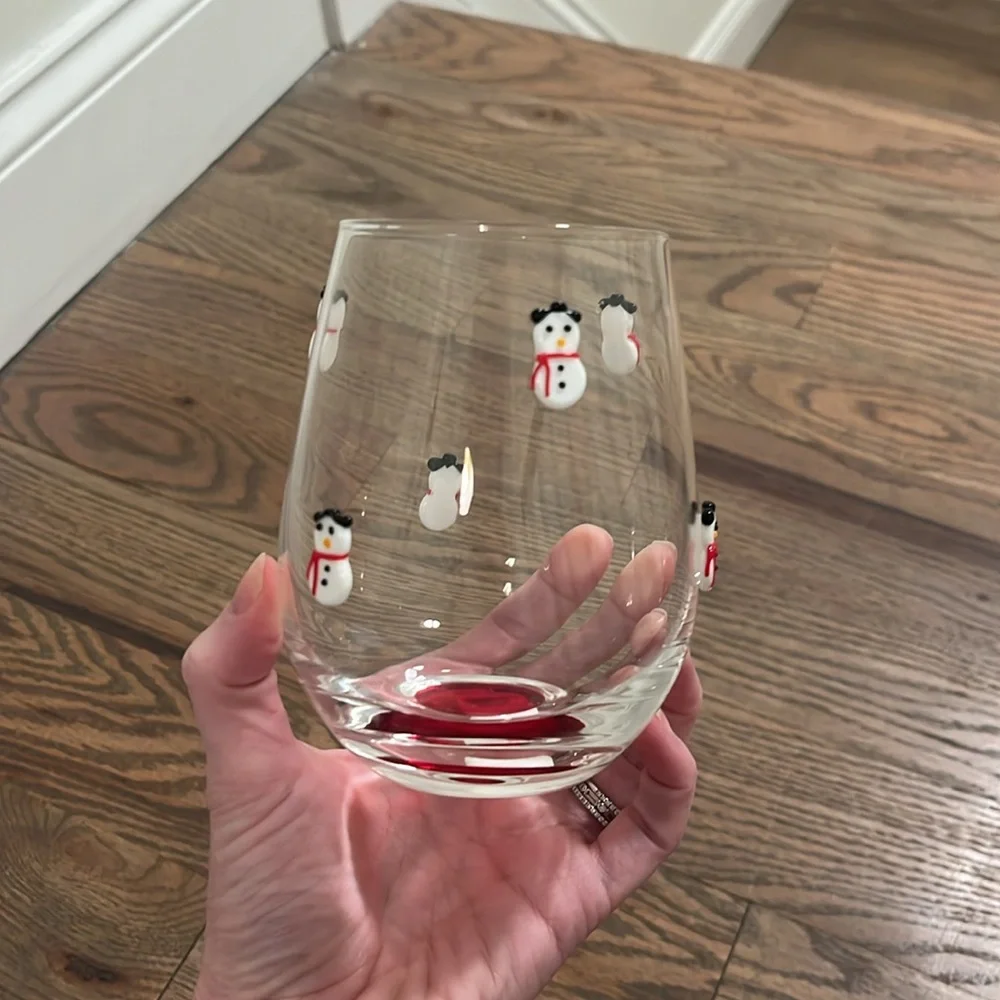 Assortment of Christmas ornaments and wine glass EUC